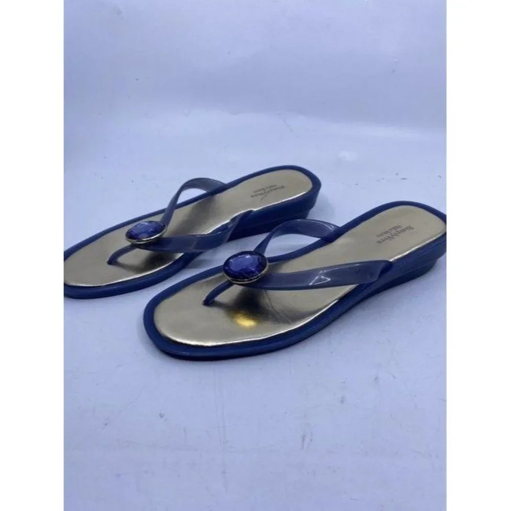 Simply Vera Vera Wang Blue Gold Sandals Size Us - Picture 3 of 7